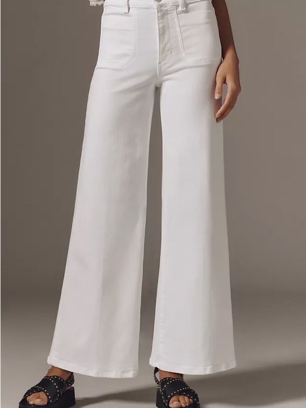 Frame Denim High-Rise Wide-Leg Jeans in White